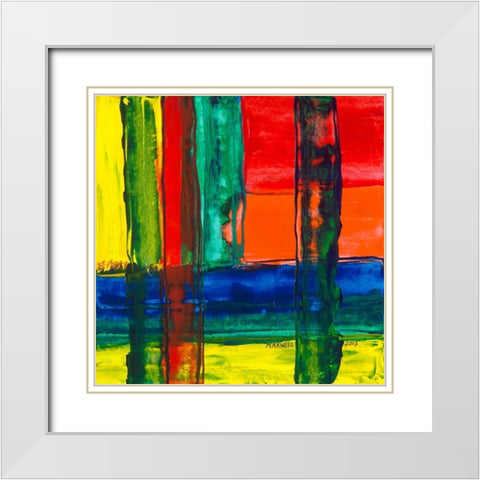Orange dans les pres White Modern Wood Framed Art Print with Double Matting by MAXWELL