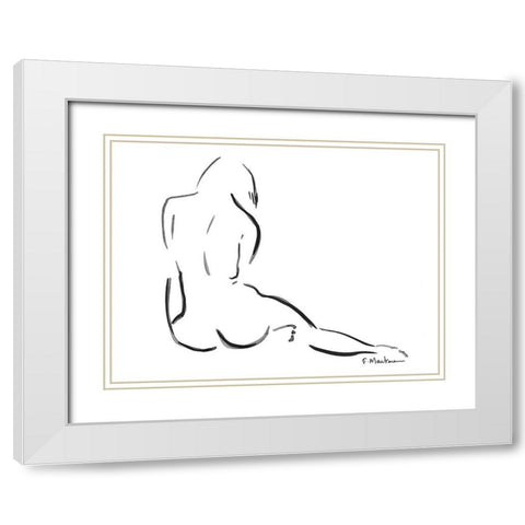 Lilly White Modern Wood Framed Art Print with Double Matting by Marteau, Frederique