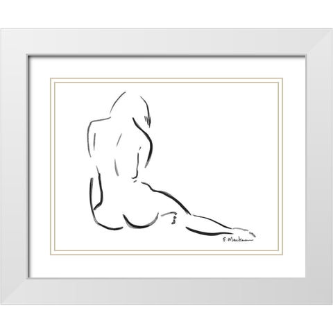 Lilly White Modern Wood Framed Art Print with Double Matting by Marteau, Frederique