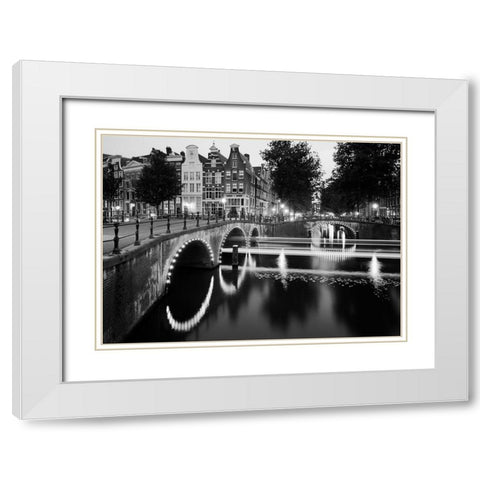 Amsterdam Keizersgracht White Modern Wood Framed Art Print with Double Matting by Butcher, Dave