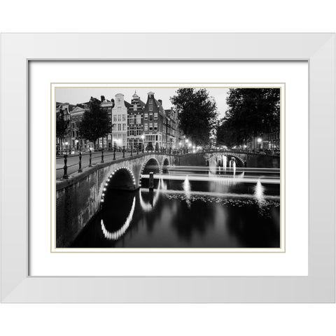 Amsterdam Keizersgracht White Modern Wood Framed Art Print with Double Matting by Butcher, Dave