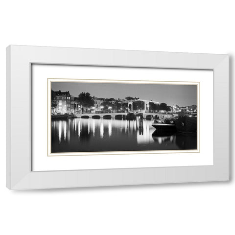 Amsterdam Magere Bridge White Modern Wood Framed Art Print with Double Matting by Butcher, Dave