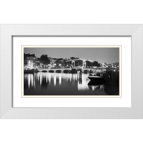 Amsterdam Magere Bridge White Modern Wood Framed Art Print with Double Matting by Butcher, Dave