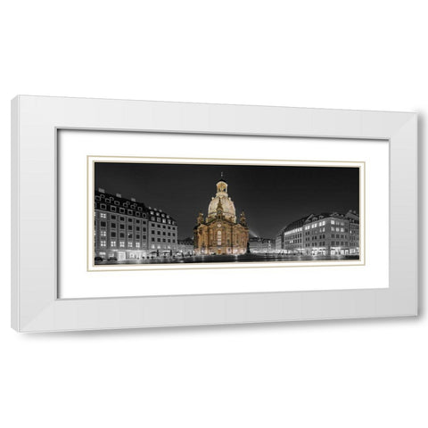 Altmarkt Dresden mit Frauenkirche White Modern Wood Framed Art Print with Double Matting by Fischer, Rolf