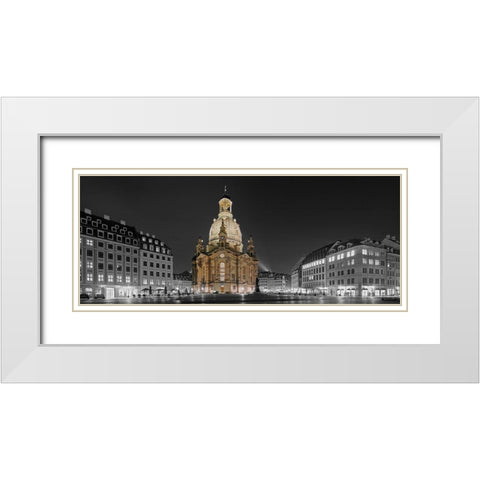 Altmarkt Dresden mit Frauenkirche White Modern Wood Framed Art Print with Double Matting by Fischer, Rolf