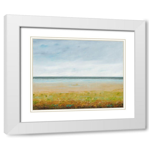 Lone Seagull White Modern Wood Framed Art Print with Double Matting by Royer, Simon