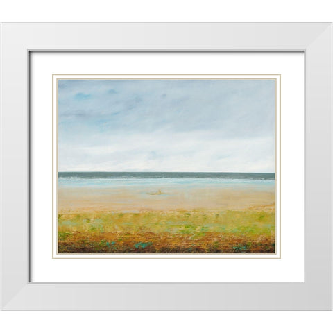 Lone Seagull White Modern Wood Framed Art Print with Double Matting by Royer, Simon