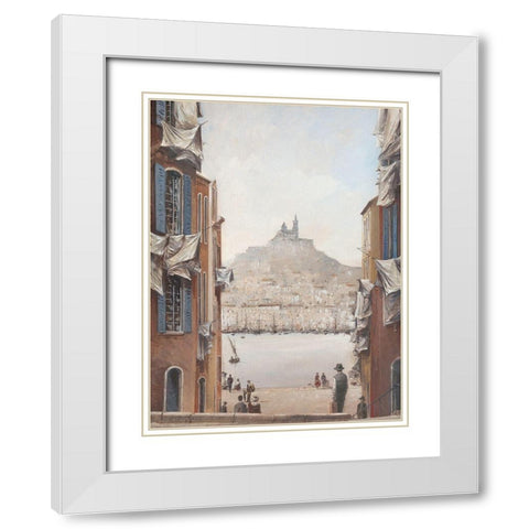 Descente vers le vieux port White Modern Wood Framed Art Print with Double Matting by Letestu, Yann