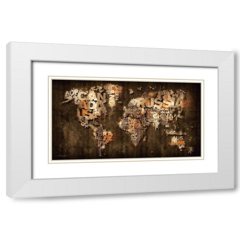 Dark Storm Orange White Modern Wood Framed Art Print with Double Matting by Mikael D. Design