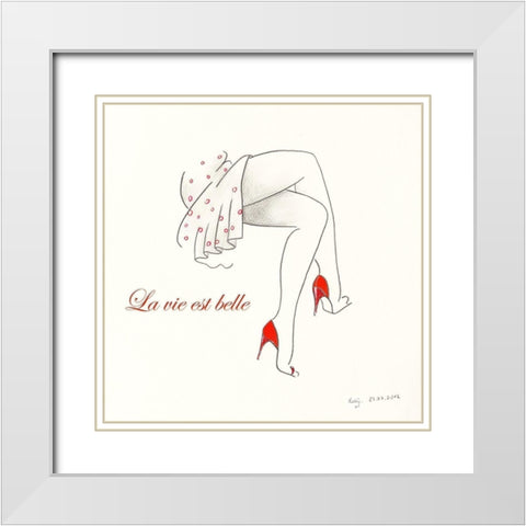 Serie Beine III White Modern Wood Framed Art Print with Double Matting by Schneider, Rosy