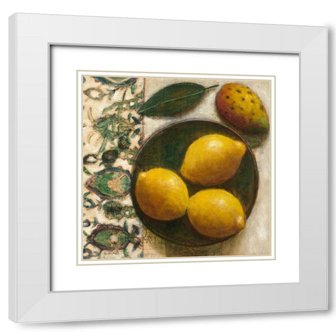 Citrons White Modern Wood Framed Art Print with Double Matting by Lionnet, Pascal