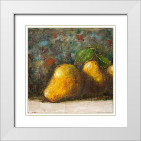 Triptyque poires I White Modern Wood Framed Art Print with Double Matting by Lionnet, Pascal