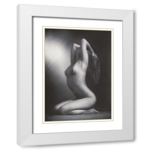 Midnight Blue White Modern Wood Framed Art Print with Double Matting by Seifert, Brita