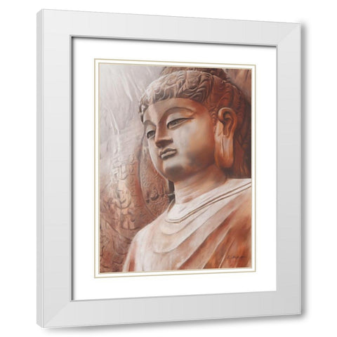 Buddha III White Modern Wood Framed Art Print with Double Matting by Seifert, Brita