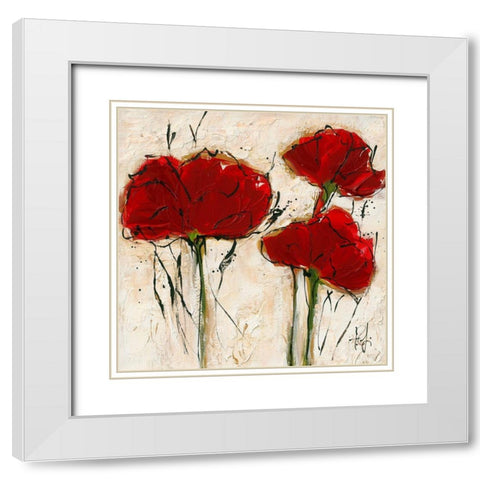 Pavot abstrait I White Modern Wood Framed Art Print with Double Matting by Zacher-Finet, Isabelle
