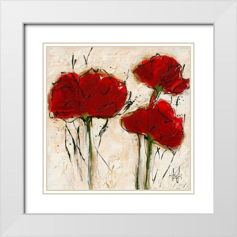 Pavot abstrait I White Modern Wood Framed Art Print with Double Matting by Zacher-Finet, Isabelle