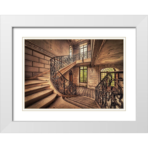 Living Stairs White Modern Wood Framed Art Print with Double Matting by Haker, Matthias