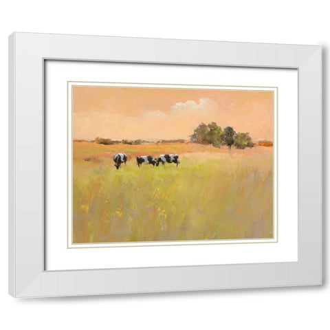 Three Cows White Modern Wood Framed Art Print with Double Matting by Groenhart, Jan