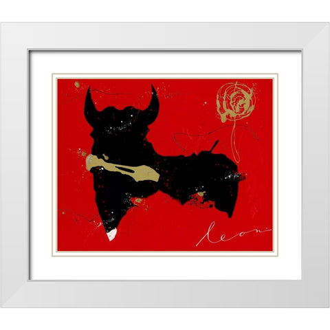 Tauro Nero White Modern Wood Framed Art Print with Double Matting by Bosboom, Leon