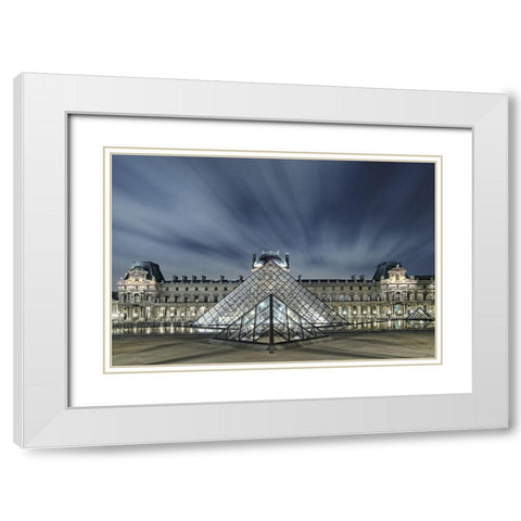 Pyramide moderne White Modern Wood Framed Art Print with Double Matting by Bertrande, Arnaud