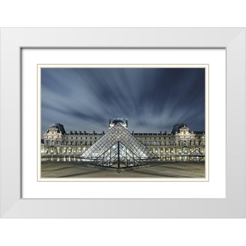 Pyramide moderne White Modern Wood Framed Art Print with Double Matting by Bertrande, Arnaud