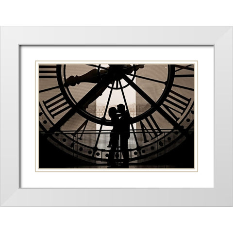 Lovers of St-Valentin White Modern Wood Framed Art Print with Double Matting by Bertrande, Arnaud