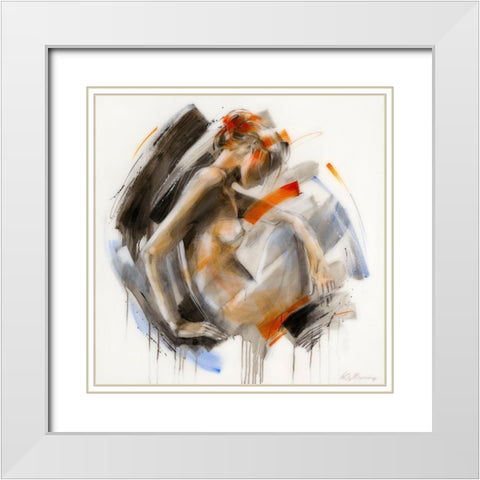 Modest II White Modern Wood Framed Art Print with Double Matting by Meijering, Kitty