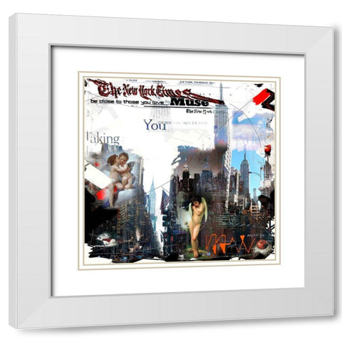 eternel Saint Valentin White Modern Wood Framed Art Print with Double Matting by MN.FF