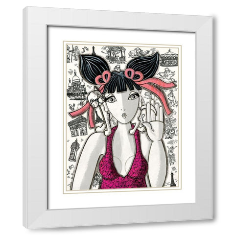 Rose a Paris White Modern Wood Framed Art Print with Double Matting by MIROTA