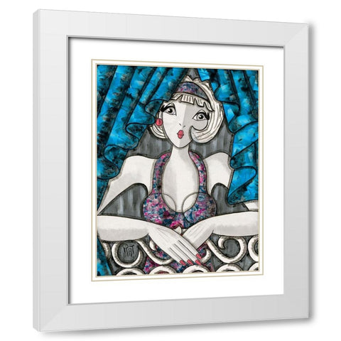 Rideaux bleus White Modern Wood Framed Art Print with Double Matting by MIROTA