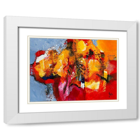 Union White Modern Wood Framed Art Print with Double Matting by Jadis