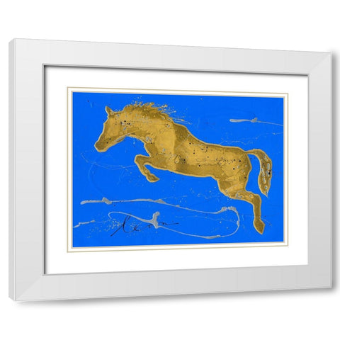 Caballo Orode Salto White Modern Wood Framed Art Print with Double Matting by Bosboom, Leon
