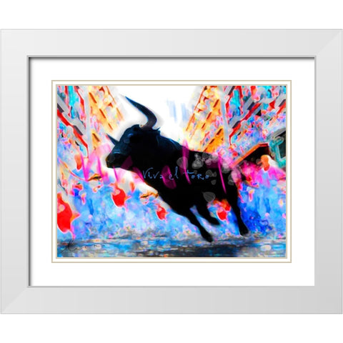 Viva el Toro White Modern Wood Framed Art Print with Double Matting by Bosboom, Leon