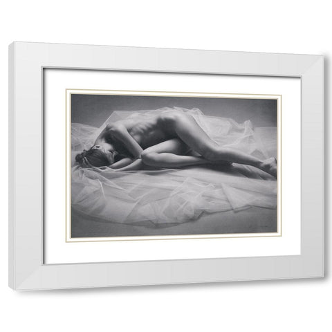 Silenzio White Modern Wood Framed Art Print with Double Matting by Seifert, Brita