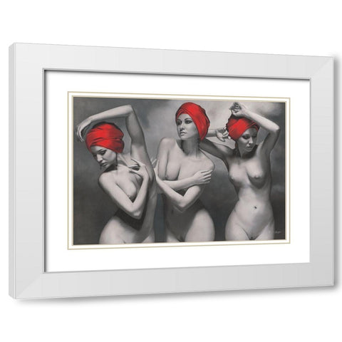The Graces White Modern Wood Framed Art Print with Double Matting by Seifert, Brita