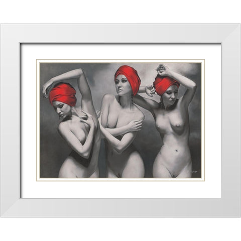 The Graces White Modern Wood Framed Art Print with Double Matting by Seifert, Brita