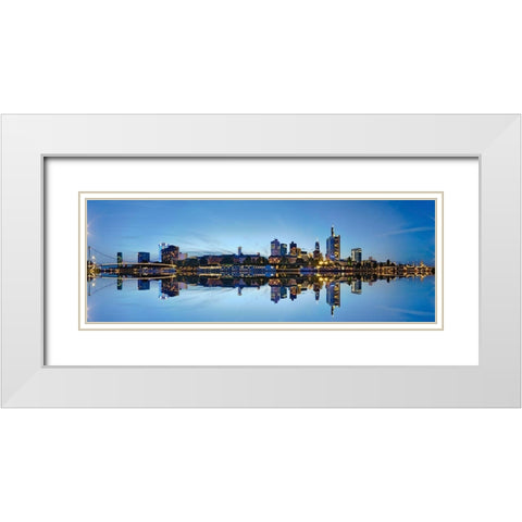 Frankfurt - Panorama White Modern Wood Framed Art Print with Double Matting by Fischer, Rolf