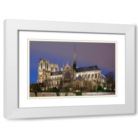 Notre Dame White Modern Wood Framed Art Print with Double Matting by Fischer, Rolf