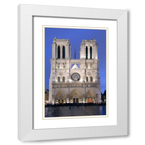 Notre Dame White Modern Wood Framed Art Print with Double Matting by Fischer, Rolf