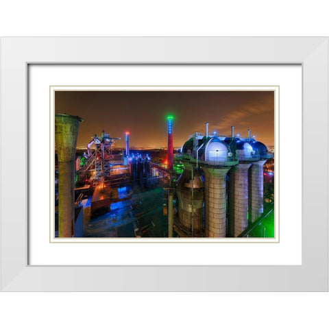 Duisburg Nacht White Modern Wood Framed Art Print with Double Matting by Fischer, Rolf