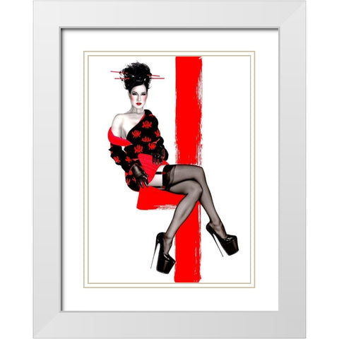 Redflower White Modern Wood Framed Art Print with Double Matting by Horwath, Sara