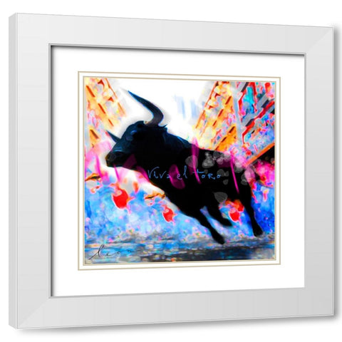 Viva el Toro White Modern Wood Framed Art Print with Double Matting by Bosboom, Leon