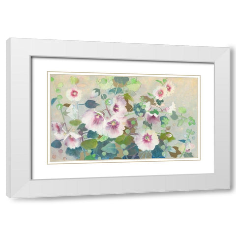 Hollyhock White Modern Wood Framed Art Print with Double Matting by Botman, Loes