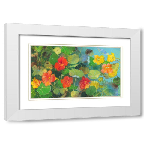 Nasturtium 2 White Modern Wood Framed Art Print with Double Matting by Botman, Loes