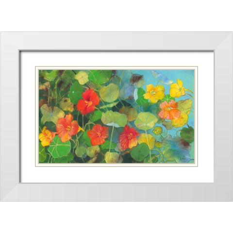 Nasturtium 2 White Modern Wood Framed Art Print with Double Matting by Botman, Loes