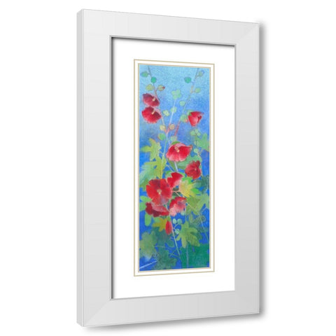 Hollyhocks White Modern Wood Framed Art Print with Double Matting by Botman, Loes