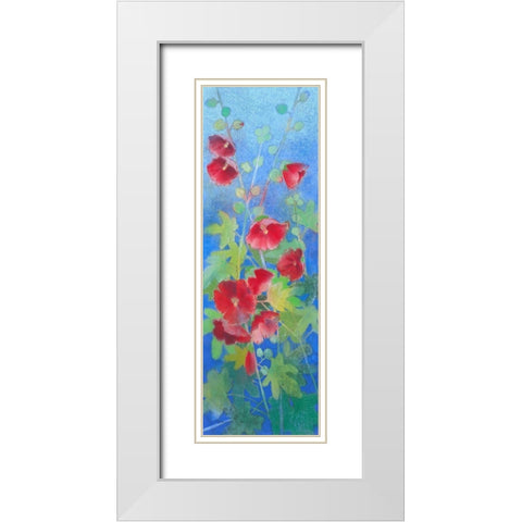 Hollyhocks White Modern Wood Framed Art Print with Double Matting by Botman, Loes