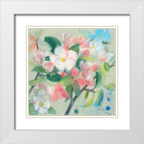 Apple Blossom 1 White Modern Wood Framed Art Print with Double Matting by Botman, Loes