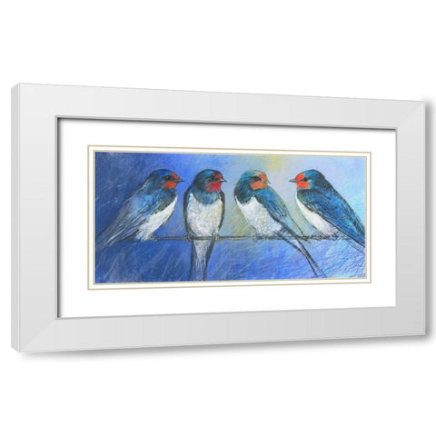 Swallows White Modern Wood Framed Art Print with Double Matting by Botman, Loes