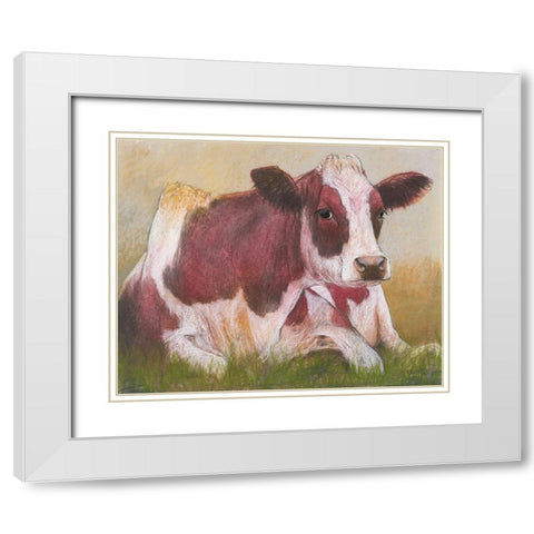 Cow in the Summer White Modern Wood Framed Art Print with Double Matting by Botman, Loes
